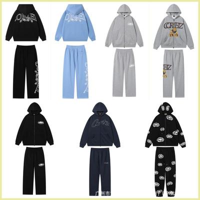 Herre Oversized Hettegenser Fleeceforede Joggebukser Sett Hip Hop Streetwear Avslappet Vinterantrekk