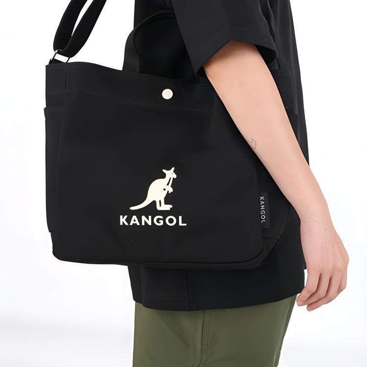 New KANGOL Cotton Handbag, Shoulder Bag, Crossbody Bag Unisex Black EB0038BKOS