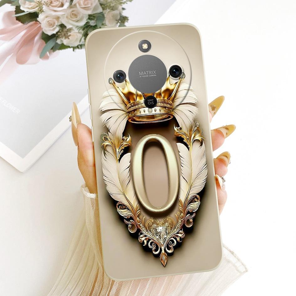 For Honor X9d Case MTN-NX1 Shockproof Cover Luxury Initial Letters Crown Soft Silicone Back Shell For HonorX9D Magic 8 Lite Capa