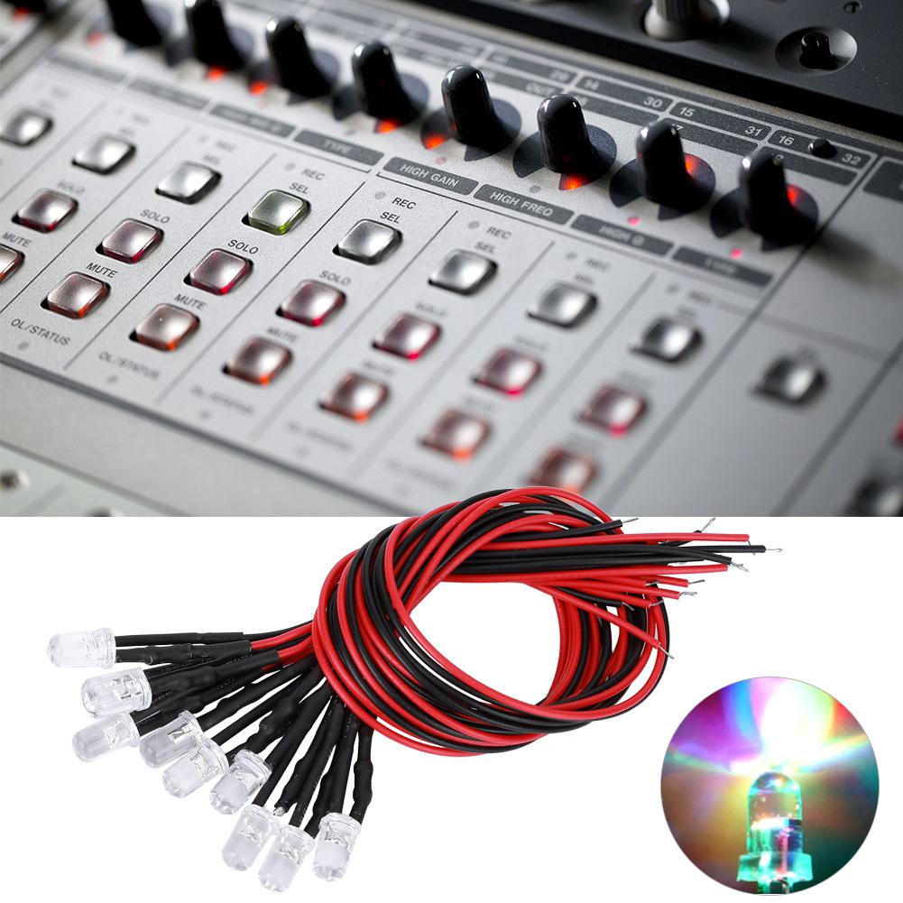50Pcs 12V Prewired Light Emitting Diode with Round Head LED Light Bead 5mm Multicolor Quick Flashing