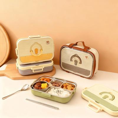 4/5 Fächer 304 Edelstahl Bento Lunchbox Mit Geschirr Große Kapazität Versiegelter Lebensmittelbehälter Set Für Studenten Mikrowellengeeignet