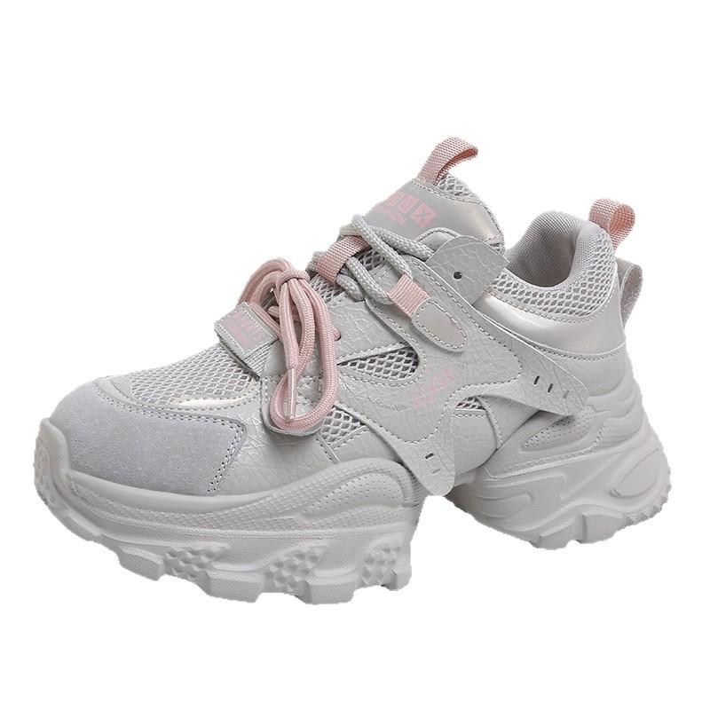 Dad Shoes Girl 2025 Summer New Popular Leather Soft Sole Lightweight Fashion Versatile Height Increase Comfortable Casual Sneakers