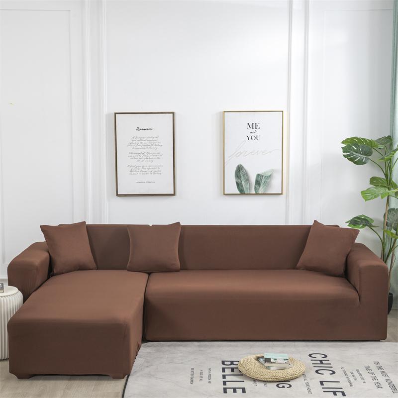 Solid Color Sofa Covers for Living Room Elastic Corner Couch Cover L Shaped Chaise Longue Slipcovers Chair Protector Home Decor