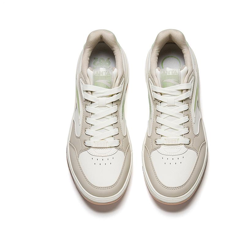 Anta 982 Synthetic Leather Cushioning Abrasion Resistant Breathable Low Top Skateboard Shoes Women's Beige 122548066-3