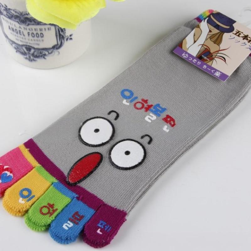 

Cute Casual Five-Toed Crew Finger Show Funny Short Cartoon Cotton Socks Breathable Sweat Novelty Toe Socks High Quality