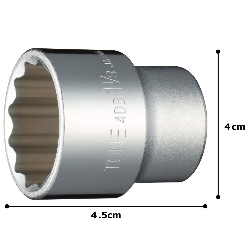 TONE Flats 4DB-36 12-Point Socket, 12.7mm (1/2") Drive, 1.5"