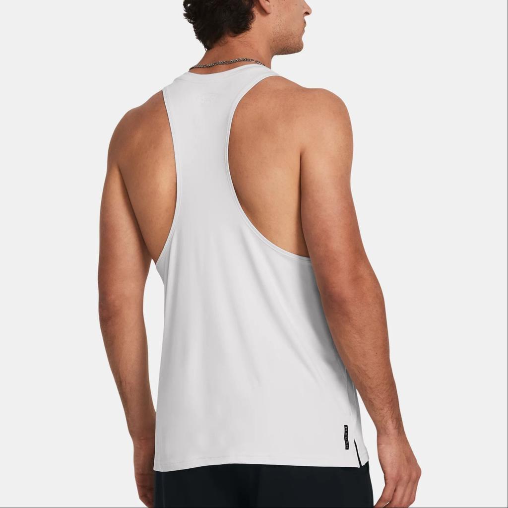 Under Armour UA Vanish Letter Logo Print Lightweight Elastic Breathable Crew Neck Sleeveless Tank Top Men Tops Light-Gray 1382802-023