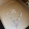Luxus Strass Halskette Ohrringe Für Frauen Perlenohrringe Hochzeiten Bankett Zirkon Sets