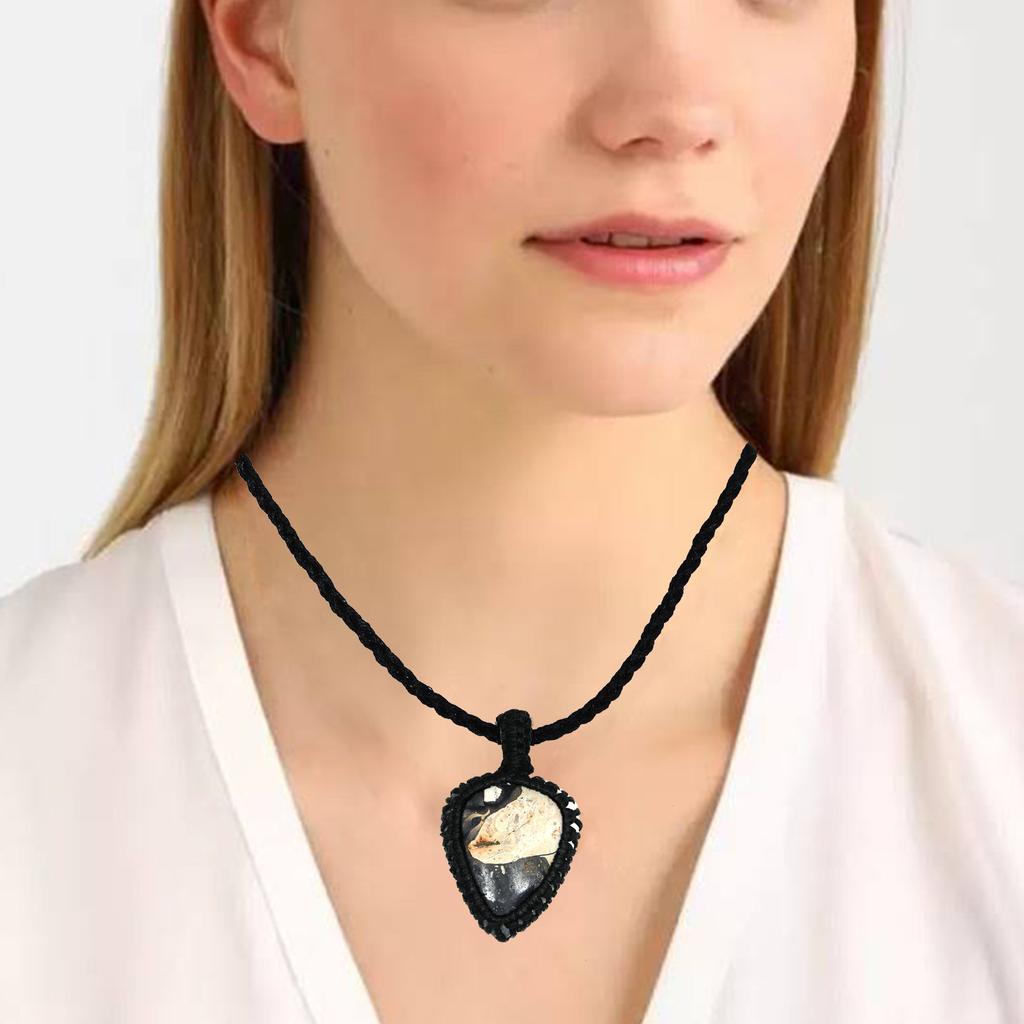 Malinga Jasper Macrame Thread Gemstone Handmade Jewelry 20-36''Ad Necklace