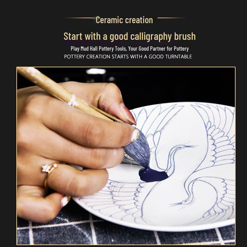 8-Piece Pottery Brush & Pen Set for Ceramic Painting, Linework, Dust Sweeping, Water Application & Clay Techniques.
