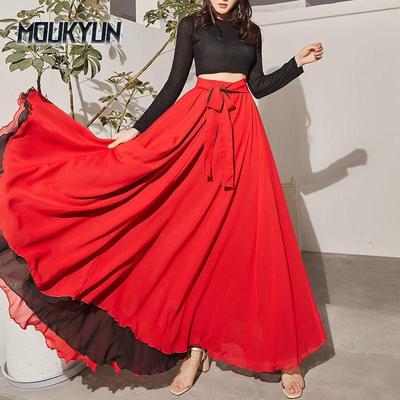 Gonne da ballo Gonne lunghe in chiffon per le donne Eleganti gonne casual a vita alta Boho Beach maxi da indossare su entrambi i lati