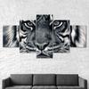 White Tiger Face 5 Piece Five Panel Wall Canvas Print Modern Poster Picture Home Decor Gift For Him For Her