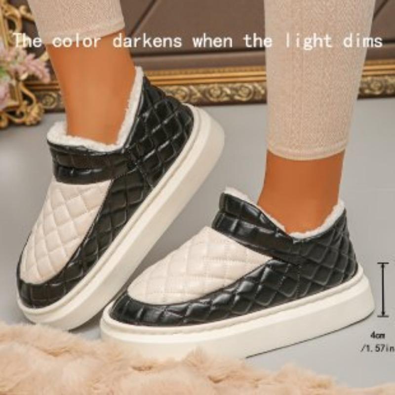 Thick-soled Snow Boots Women's Non-slip New Leather Waterproof Short Cotton Shoes Winter New Warm Velvet Thicker