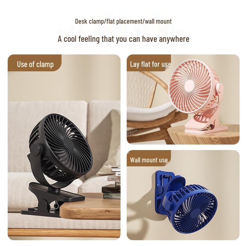 USB Rechargeable Silent Clip Fan for Desk or Wall