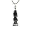 Chinese Style Guochao Retro Wenchang Tower Nine-Story Tower Pagoda Pendant Trendy Men Hip-Hop Titanium Steel Necklace