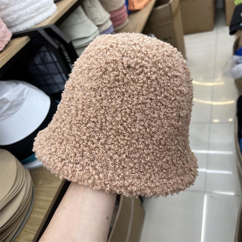 Simple Circle Yarn Plush Bucket Hat Women's Literary and Artistic Face Small Warm Fashion Retro Fisherman Hat