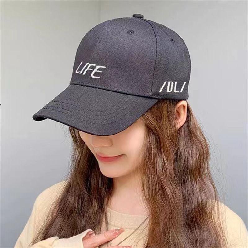 

Hat Women s Spring Peaked Cap K-style Trendy Ins Fashion Baseball Cap Men s Outdoor Casual Sun-Proof Sun Hat [LIFE] Black Adjustable