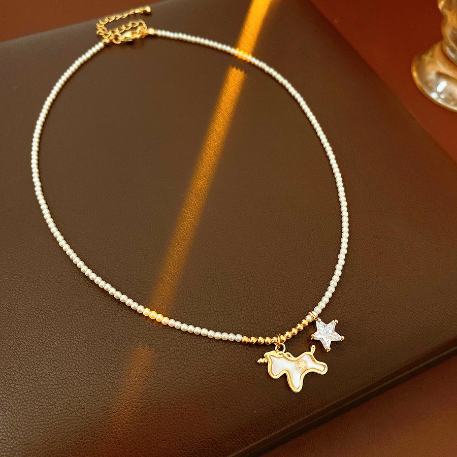 

Pony Star Adjustable Pendant Fashion Cute Necklace белый/золотой