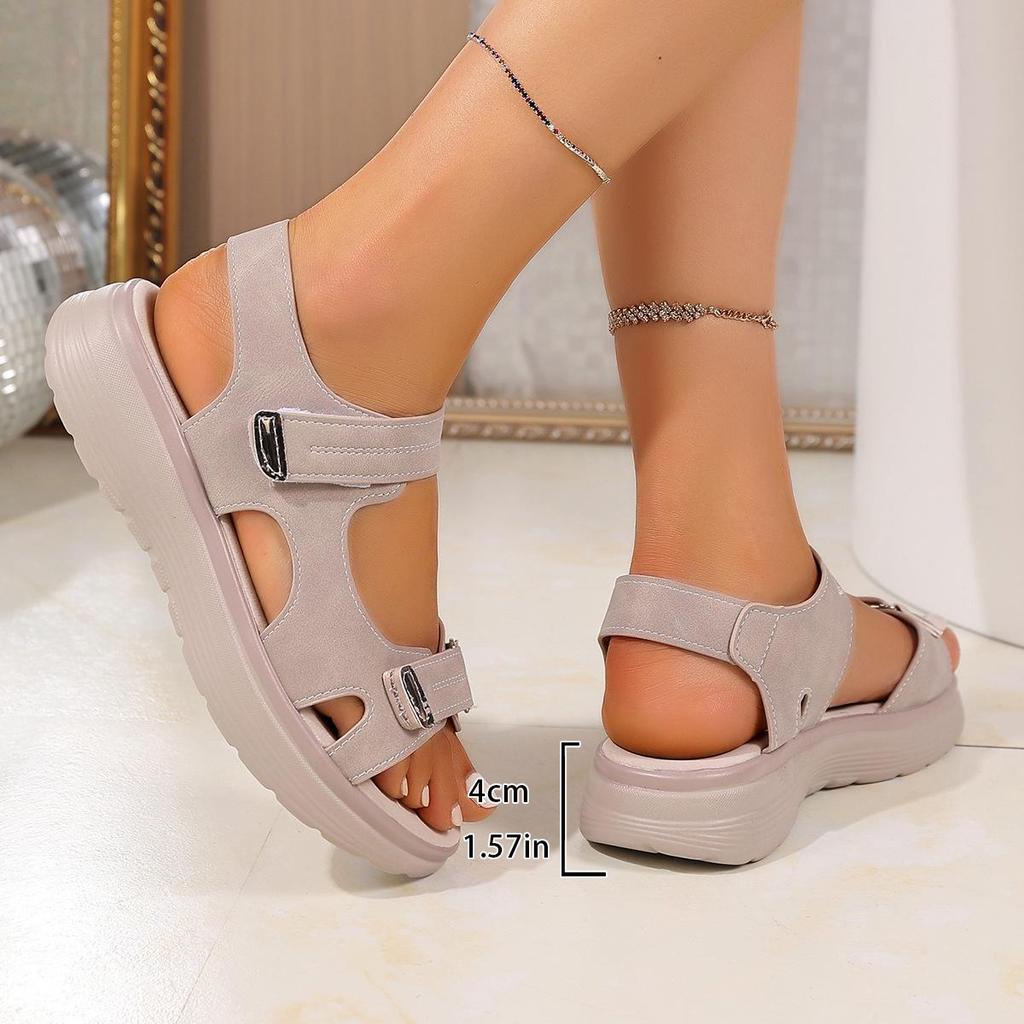 2025 Women's Plus Size Sporty Velcro Peep-Toe Sandals