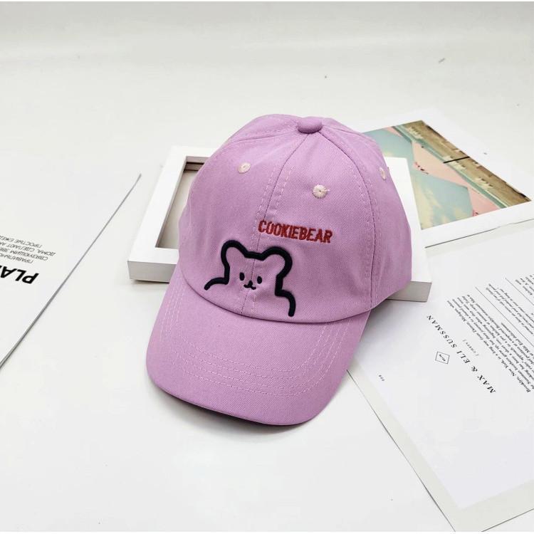 Cute Bear Embroidery Kids Baseball Cap Wide Brim Round Top Sun Hat For Boys Girls 2-8 Years