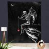 Black and White Couple Skull Background Pattern Tapestry Home Wall Decoration Tapestry Bedroom Living Room Tapestry