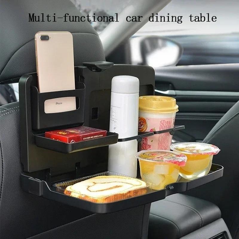 Plateau repas pour siège arrière de voiture avec support pour téléphone et porte-gobelet - Table à manger multifonctionnelle Accessoire de rangement pour intérieur d'automobile