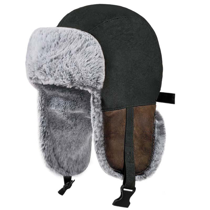 24 Winter Cold-proof Leather Men's Velvet Thermal Ear Caps Outdoor Skiing Windproof Pilot Hats Women