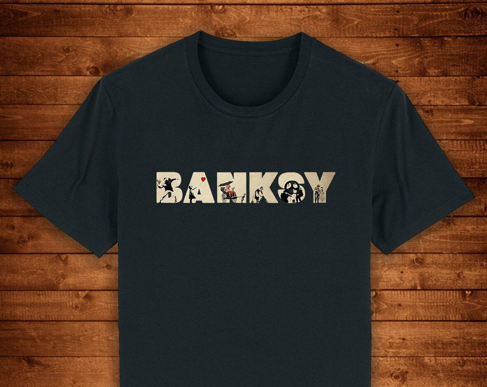 Banksy Most Iconic Art Graffiti / T shirt Unique Design Street Wear Art Urban Graphic Tees Top XL