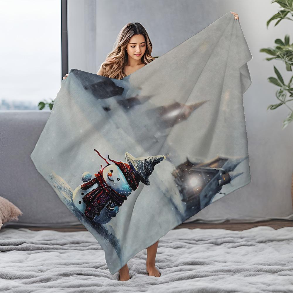 Tuniu Cute snowman plush blanket for winter sofa bed bedroom throw warm soft comfortable gift