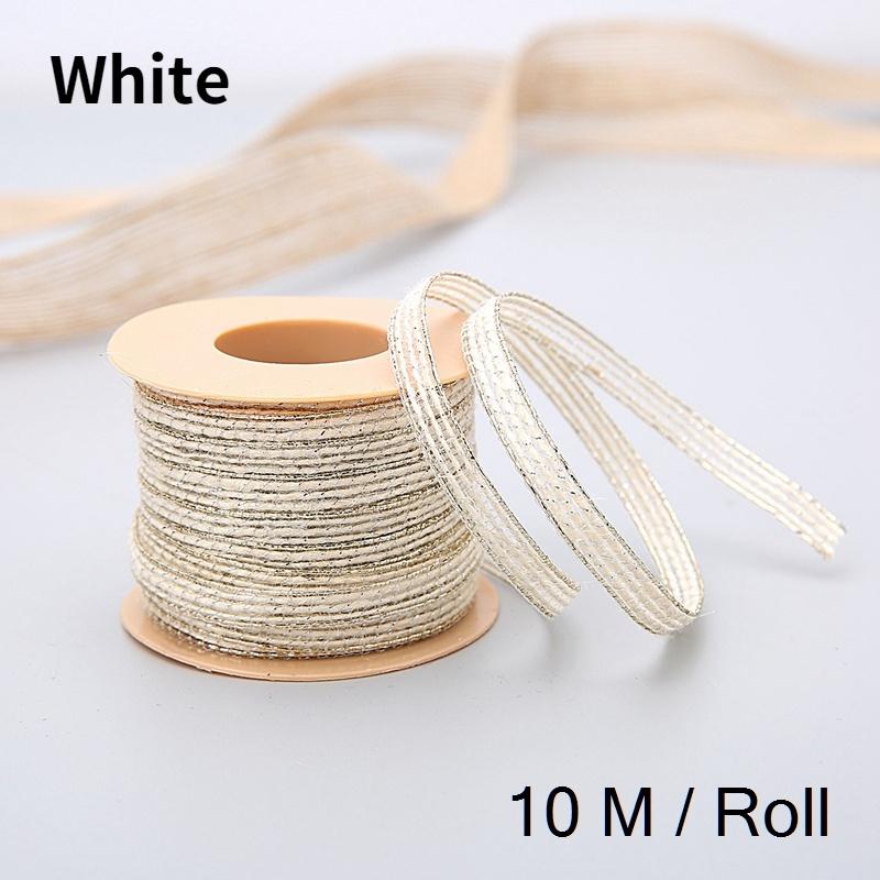 10M/Roll Vintage Jute Burlap Hessian Ribbon with Lace Rustic Wedding Party Decoration Christmas DIY Craft Gift Packing Webbing