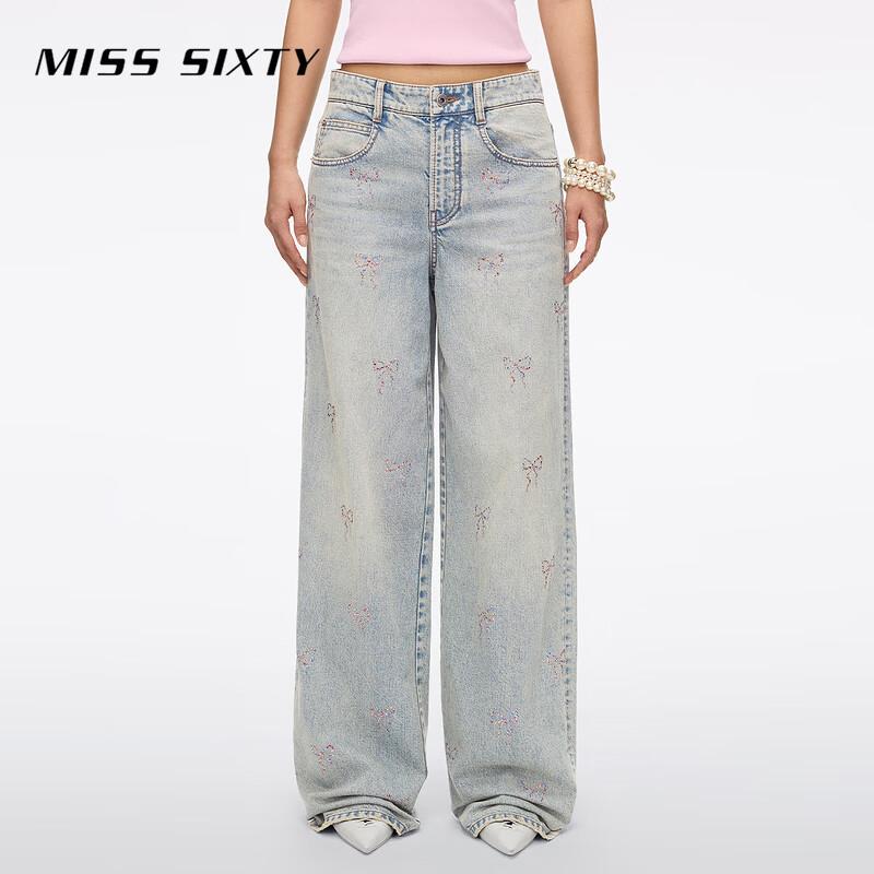 

MISS SIXTY Butterfly Rhinestone Straight Leg Jeans 27