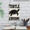 2D Flat - 1pc Vintage Turtle Crossing Aluminum Sign - Funny Wildlife Warning Art, 8 * 12 Inches. Backyard Garden & Fence Decor, Turtle Pond & Water