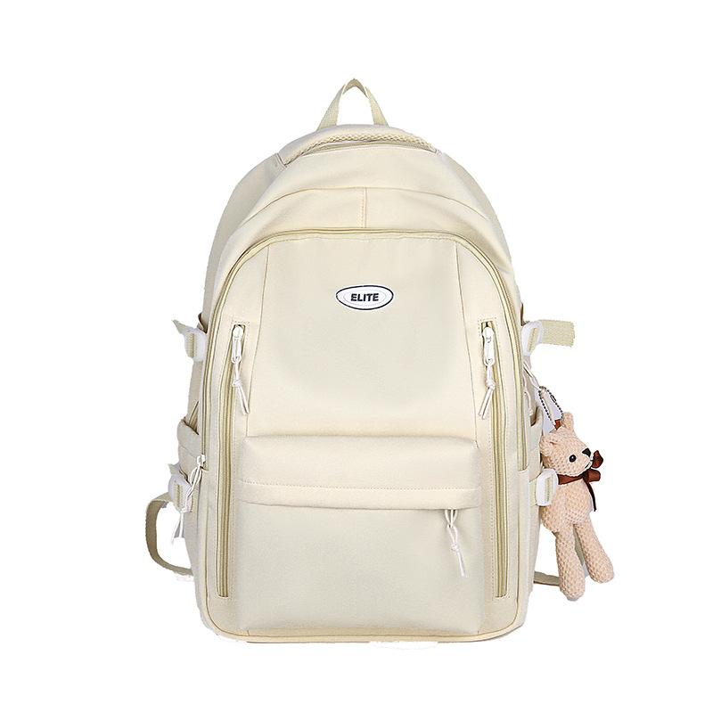 Schoolbag Summer New Backpack Women's Versatile Large-capacity Japanese Schoolbag High School College Student Backpack Solid Color Pendant Cloth Bag