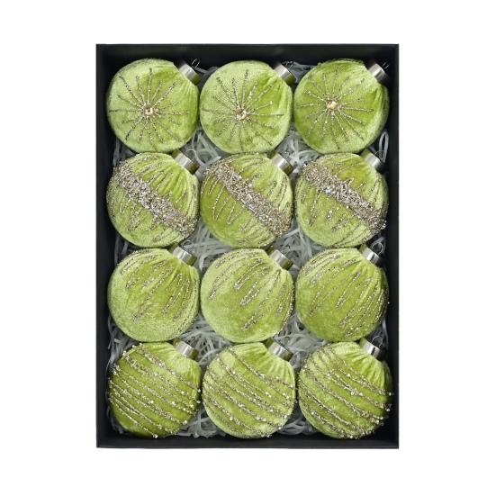 12Pcs Velvet Christmas Ball Ornaments Flocked Xmas Balls Shatterproof Plastic Balls Hanging Ornament for Xmas Wedding Party