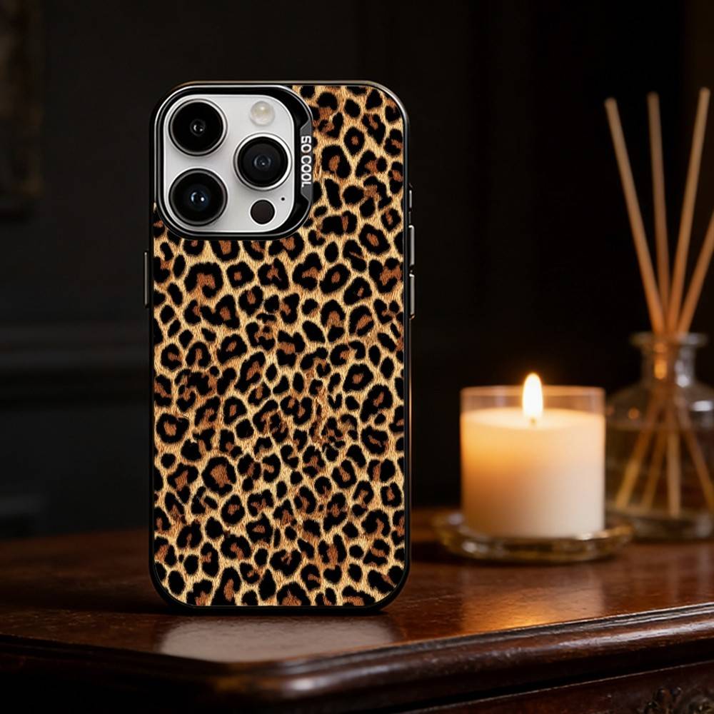 Leopard Print Tiger Skin Phone Case For iPhone 17,16,15,14,13,12,11,Pro Max,Plus Candy Silver Cover