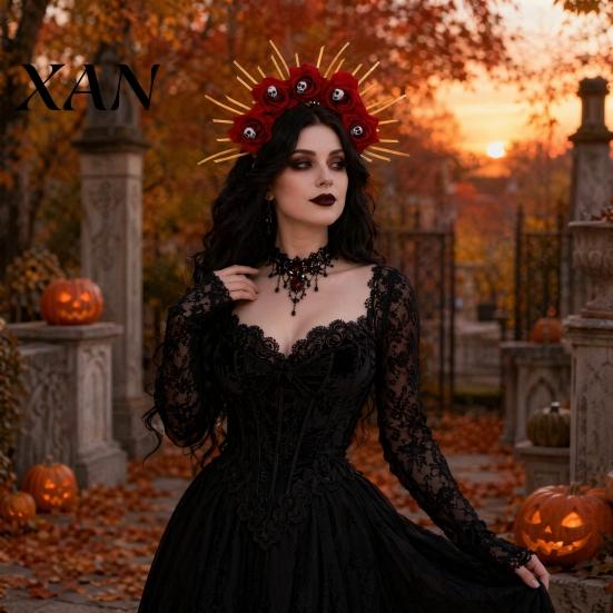Photogenic Headband For Women Halloween Floral Headband, Handmade 3D Shape Widened Fit Seasonal Festive Headwear Hair Hoop, Non-Slip with Pumpkin