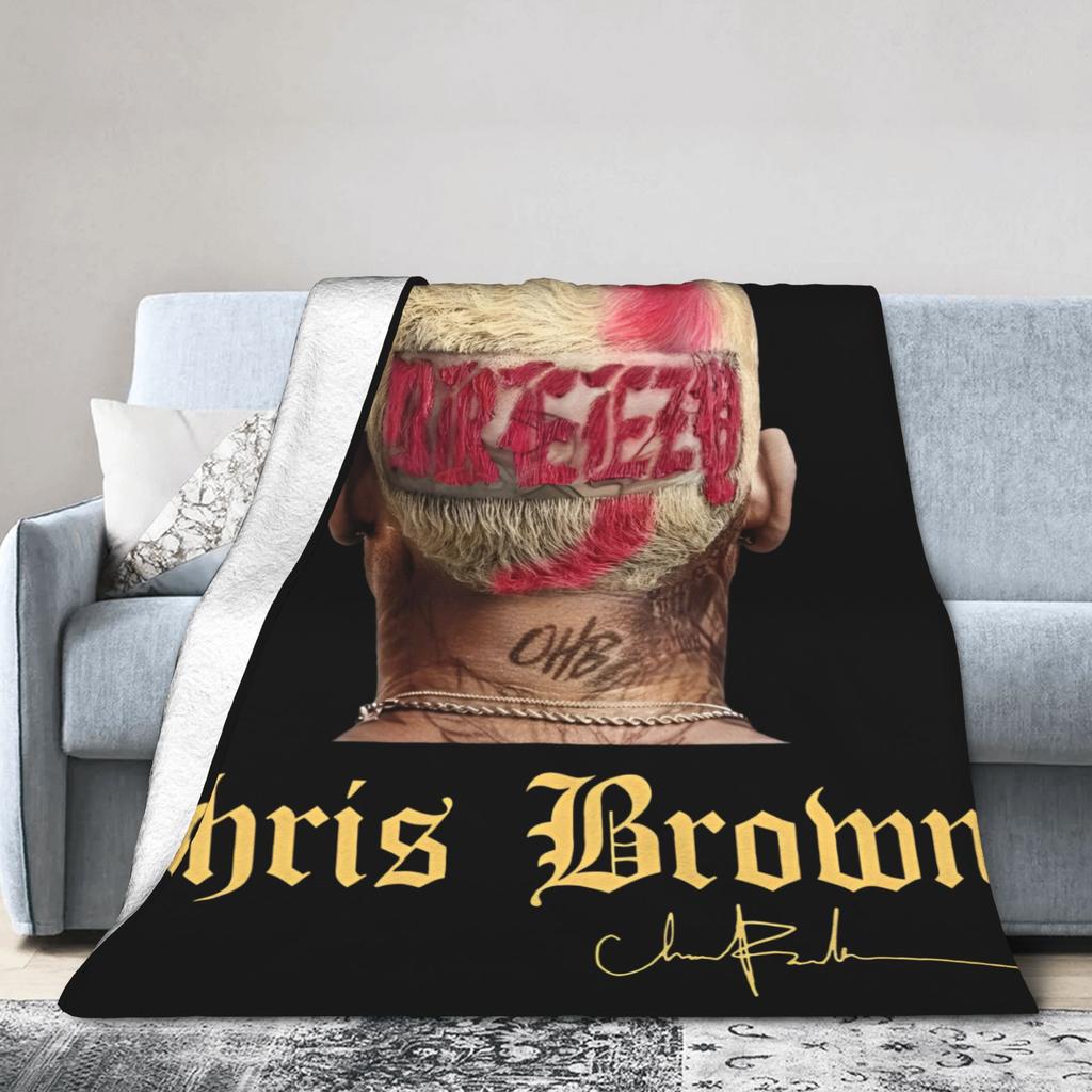 Warm Soft BlanketsKids Adult Travel Rapper Chris Browns Throw Blanket Flannel Bedspread Sofa Bed Comfortable Sofa Bed Cover