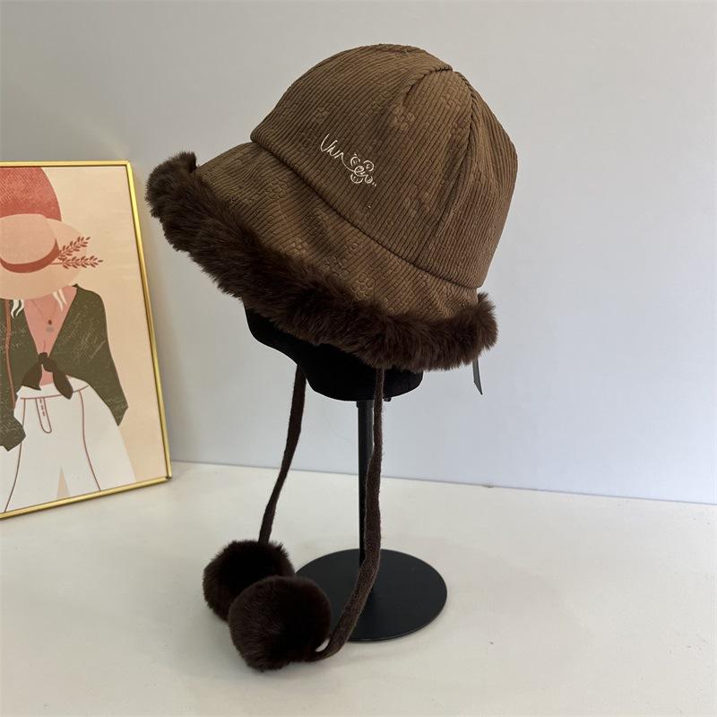 

Утолщенная бархатная панама женская зимняя теплая защита от холода и ушей северо-восточная шляпа большой обхват головы показать умывальник M（56-58cm） темно-коричневого