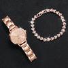 Set de Reloj de Temperamento Elegante para Mujer Pulsera Exquisita Brillante Lujosa con Reloj de Cuarzo Casual Simple Mejor Regalo para Chicas