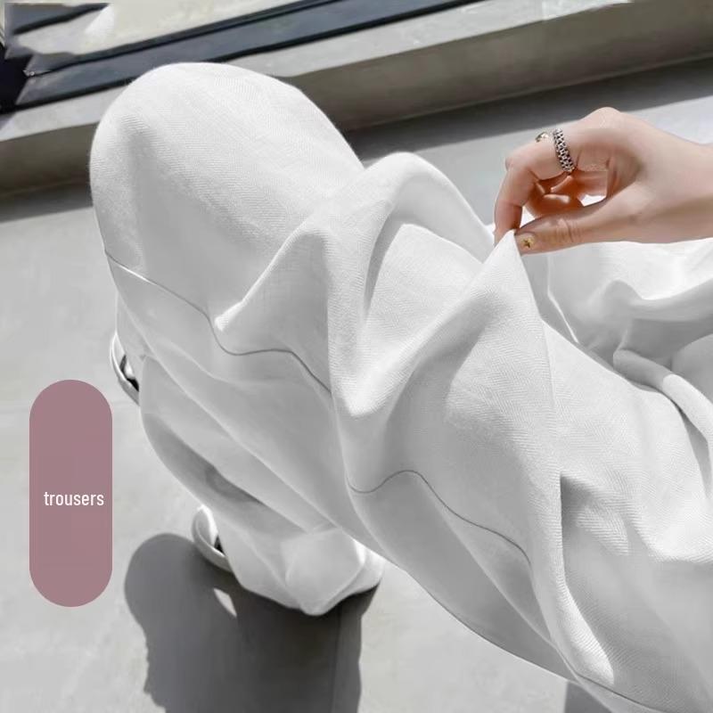 2024 Soft Breathable Wide-Leg Women's Summer Pants: High-End Sweat-Absorbent, Drapey Casual Straight-Leg Style
