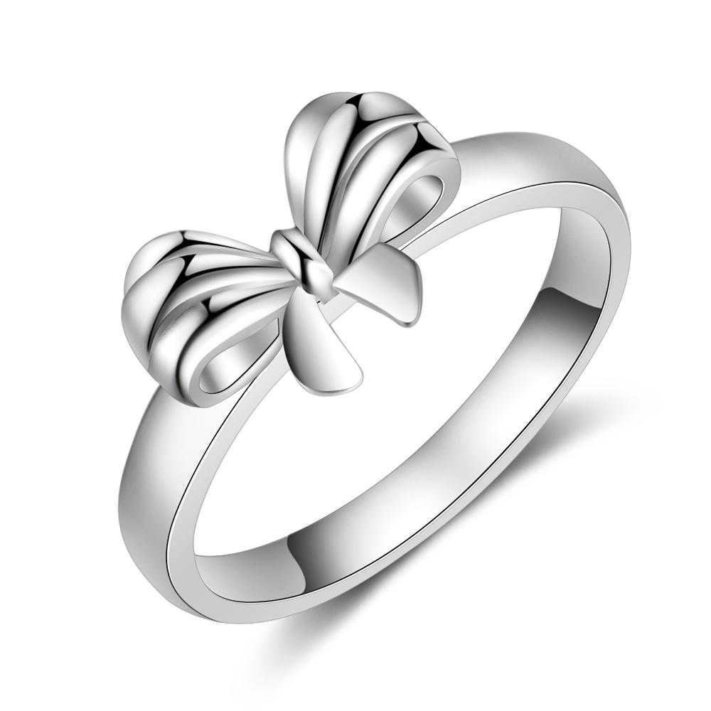 Personalized Finger Ring Chic Trendy Jewelry Bow Shape Engraved 2 Names Custom Fine Rings For Women Souvenir Giveaway Present (Ri103813 )Trendy Rings