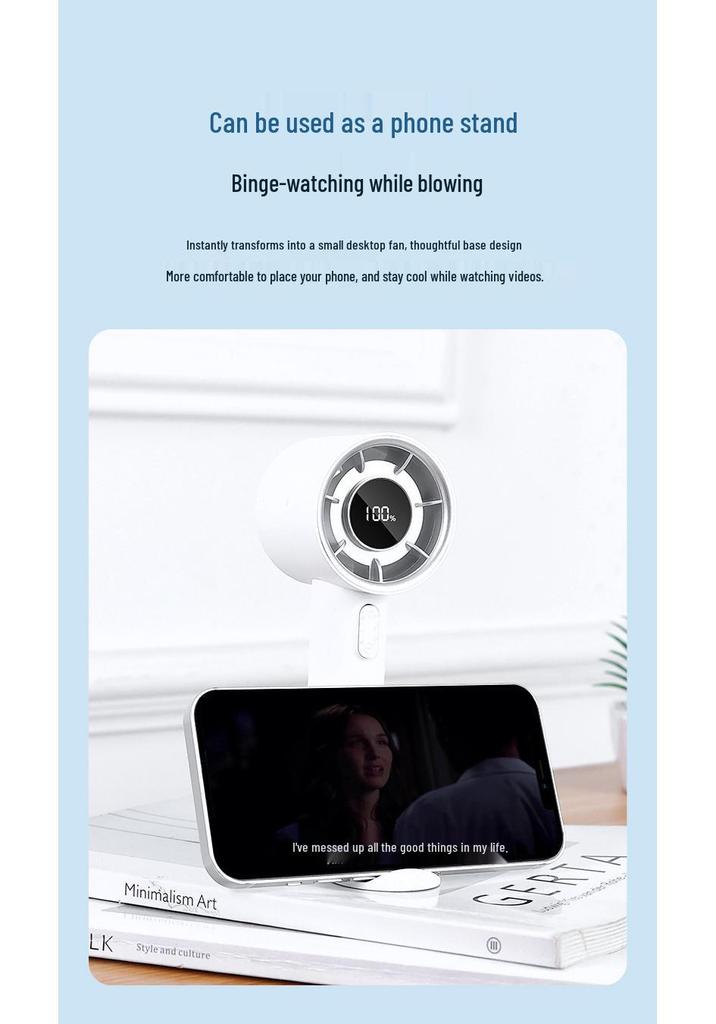 2026 Turbocharged Handheld USB Rechargeable Fan with Stepless Speed Control and Large Airflow