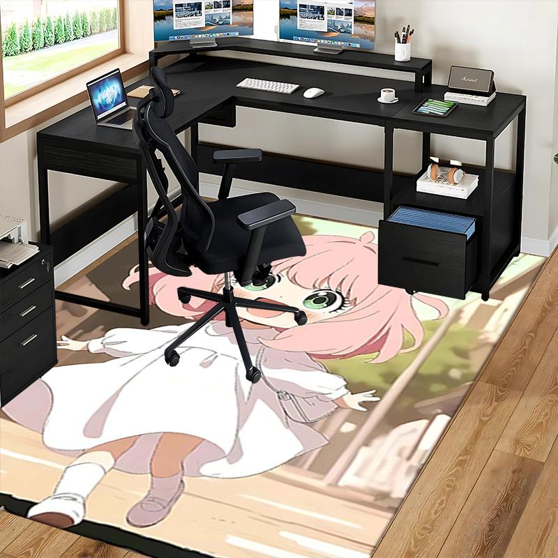 1pc Pink Hair Cat Ears Chair Mat - Anime Cartoon Design, Non-Slip Carpet for Office Chair, Suitable for Home Decor, Living Room, Bedroom, Game Room &