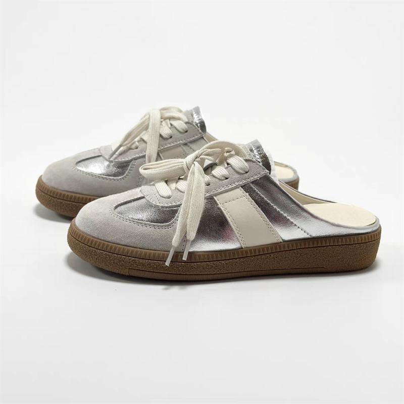 Silver Baotou Half Slippers Women's Summer Wear One Pedal Lazy Little White Casual Flat Sandals