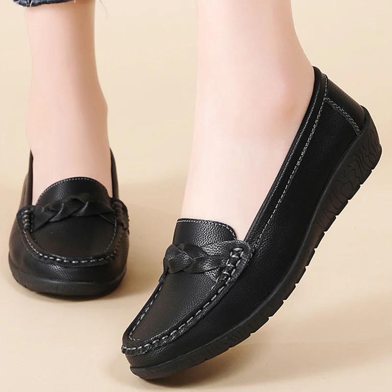 Fashion Shoes Women 2025 New Loafers Slip On Flats Leather Shoes Woman Comfortable Flat Shoes Women White Zapatos Mujer Women's Footwear