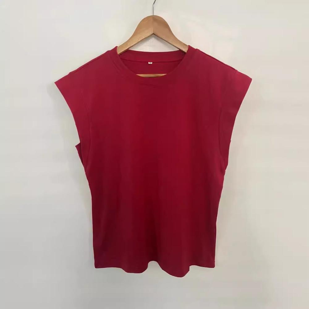 Summer Casual Vest Short Sleeve for Women Crew Neck Sleeveless Loose T-shirt Fashion Simple Work Vacation T-shirt Breathable Lightweight Pullover Top