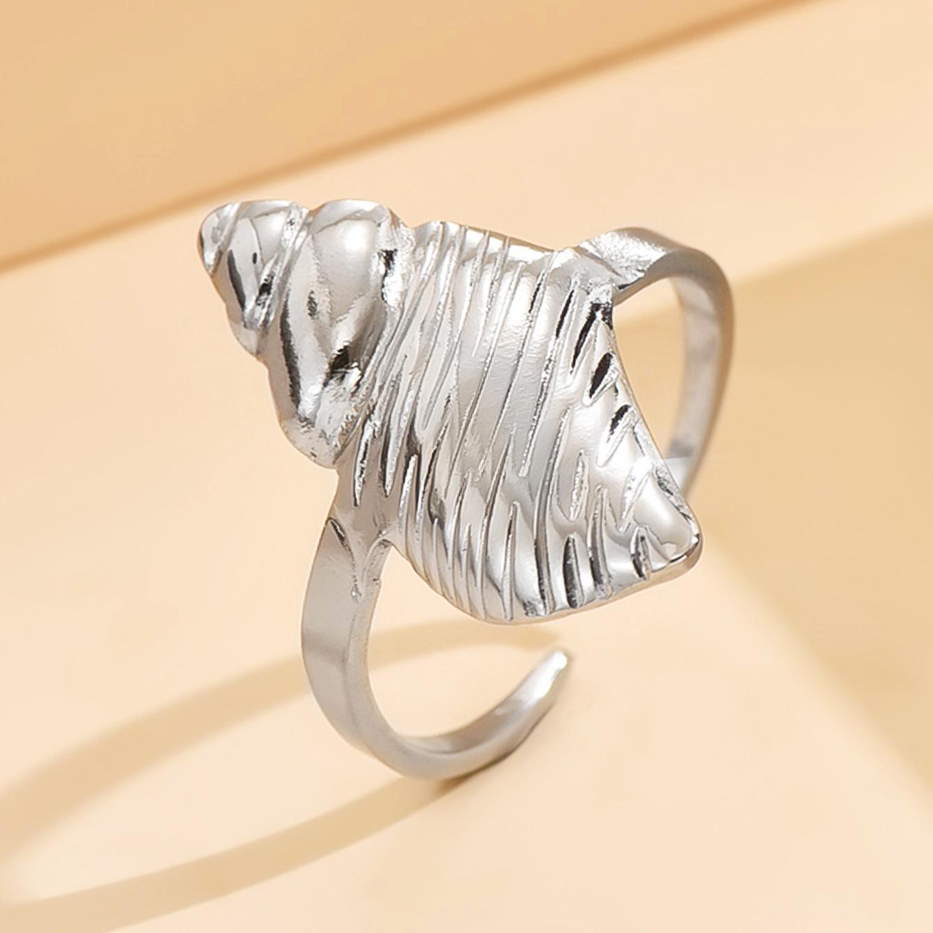 18K Gold Seashell Stainless Steel Ring - Casual Resort Ocean Series