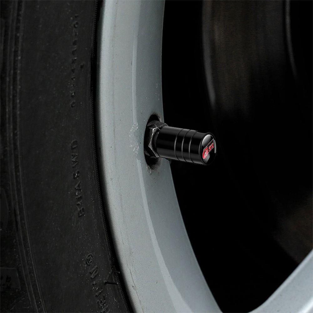 ADMVN1 4pcs Metal Car Wheel Tire Valve Caps Stem Case With Logo For Volkswagen VW R Polo Passat Rline Golf 4 5 6 Tiguan Jetta GTI ID.3