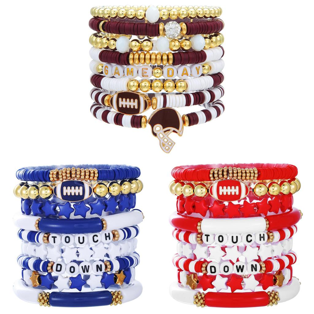 Football Friendship Bracelets Set With Geometric Shapes For Men And Women