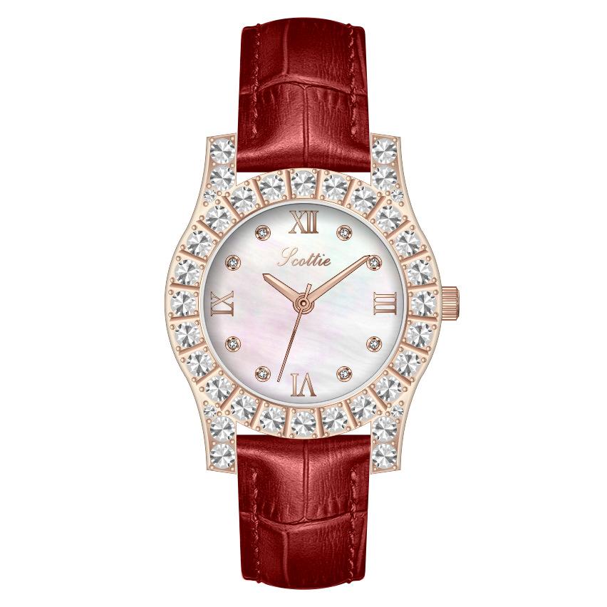 Diamond Shell Chassis Women'S Watch Temperament Waterproof Fashion Retro Roman Numerals Women'S Watch Women